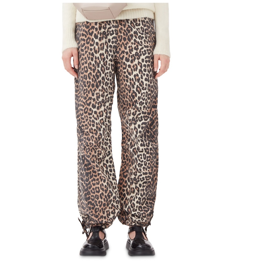 Ganni Leopard Print Drawstring Pants